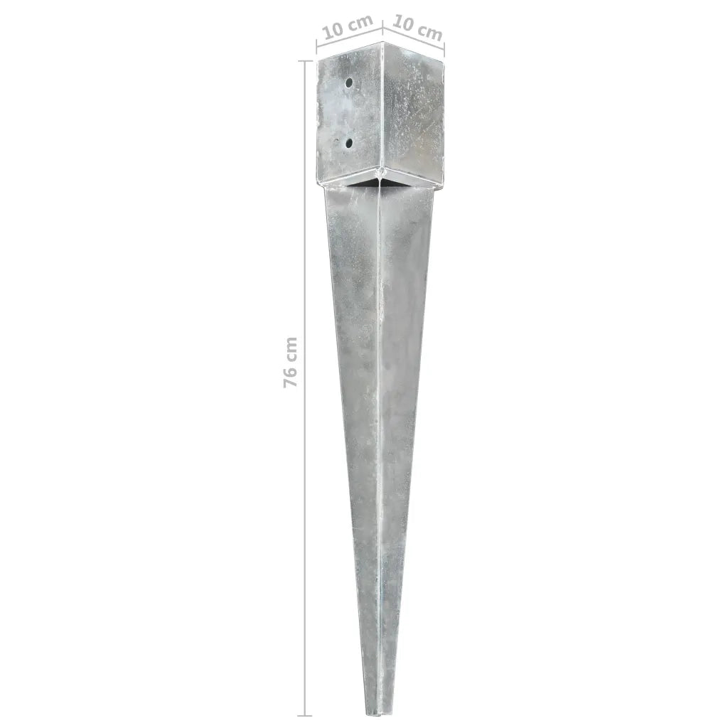 Picchetti di Terra 6 pz Argento 10x10x76 cm in Acciaio Zincato 145420