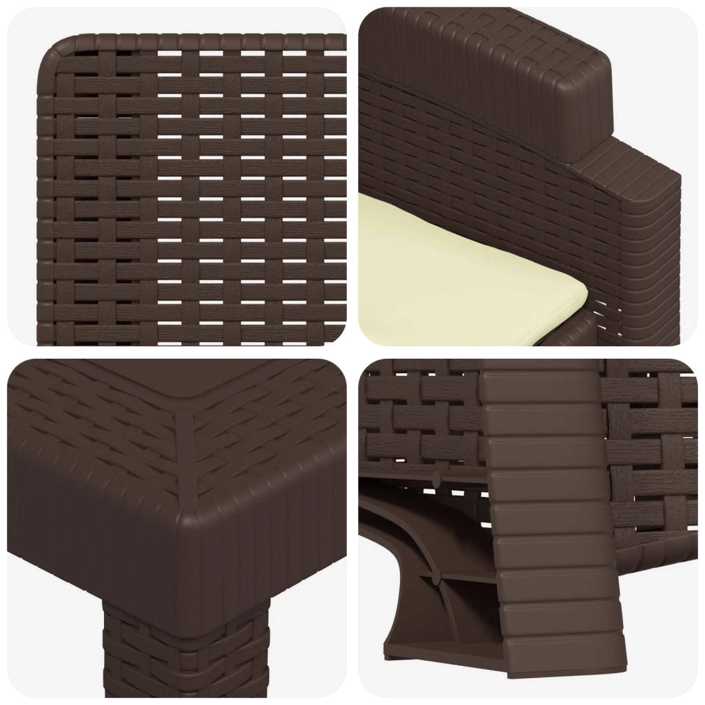 Set da Pranzo per Giardino 7 pz Marrone e Crema PP 3430139