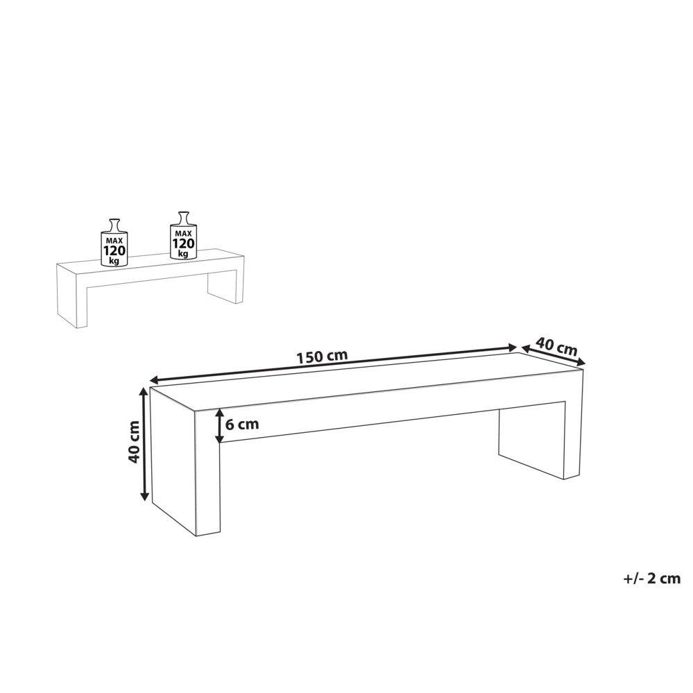 Panchina da Giardino in Cemento Bianco a 3 Posti 40 x 150 x 40 cm esterno terrazzo