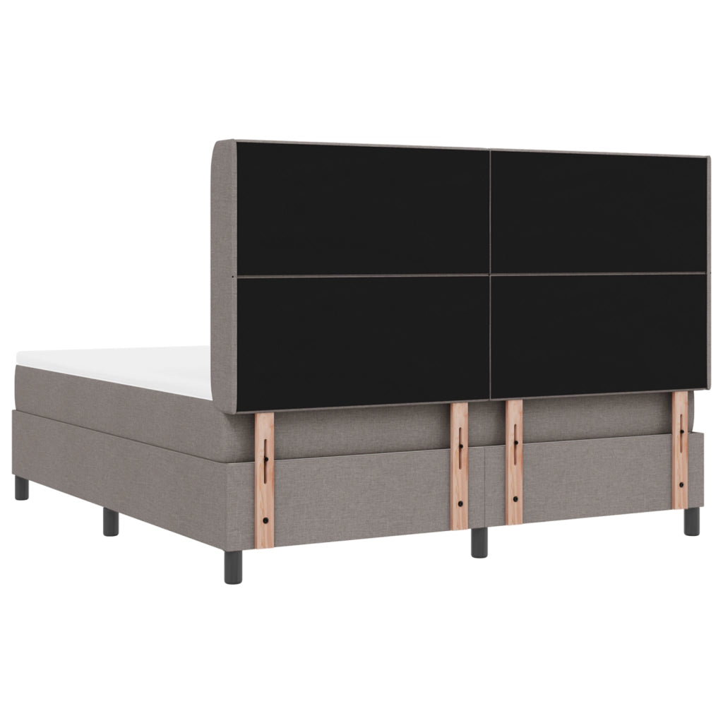 Letto Box Spring  con Materasso e LED Tortora 180x200 cm Tessuto
