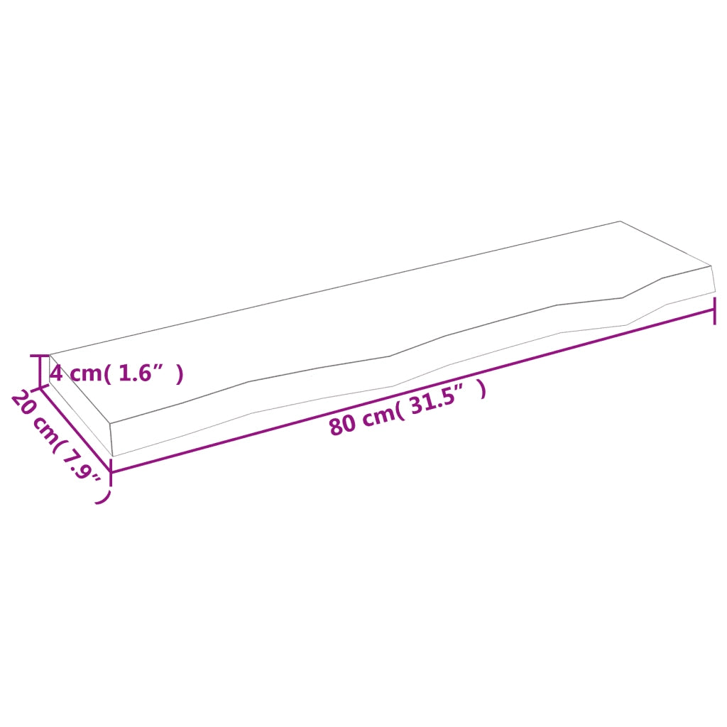 Ripiano a Parete 80x20x4 cm Legno Massello Rovere Non Trattato 363540