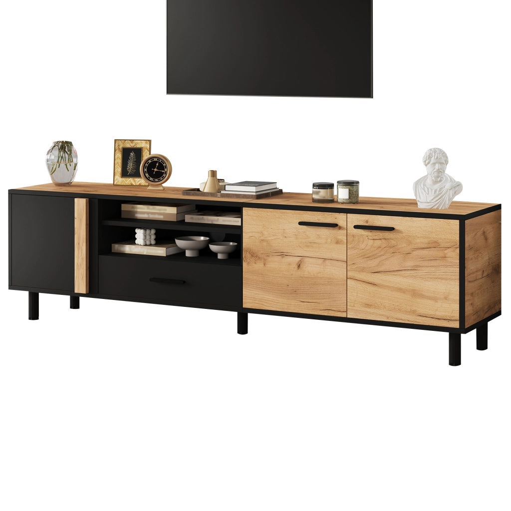 Mobile TV con 3 ante e 1 cassetto; vano aperto - per soggiorno - 180×32.5×50 cm