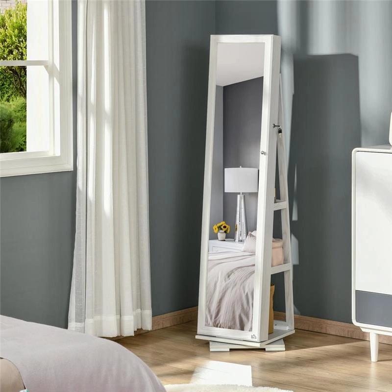 SPECCHIO PORTAGIOIE GIREVOLE CON 2 CHIAVI IN LEGNO 38X38X160 CM
