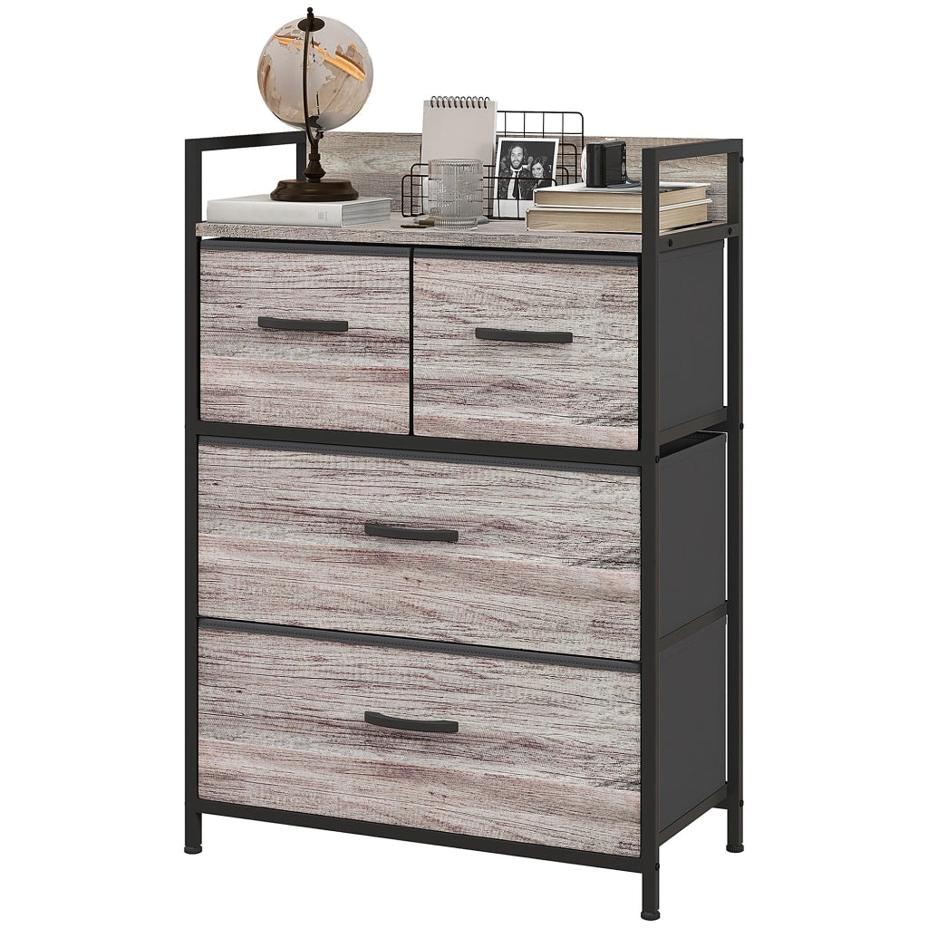 Cassettiera con 4 Cassetti Tessuto Grigio ¨C Zephmum ¨C 60x40x