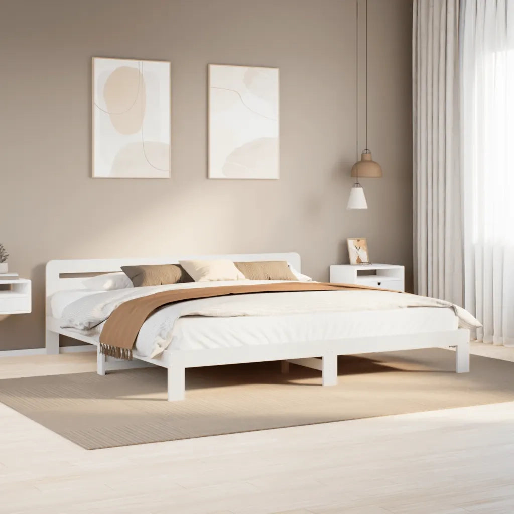 Giroletto senza Materasso Bianco 200x200 cm Legno Massello Pino 855562