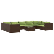 Set di mobili da giardino set arredamento da esterno 10 pezzi con cuscini in polyrattan marrone 02_0015165