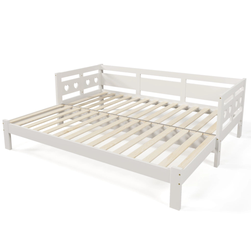 Divano letto 90 × 190 cm 2 posti con letto estraibile, senza materasso, in legno, bianco