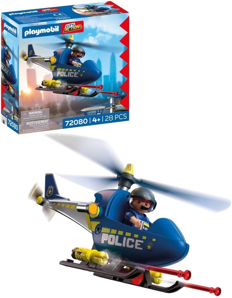PLAYMOBIL | City Action | Elicottero della polizia | Con agente di polizia, rotori mobili e funzione di sparo, Eta 4+