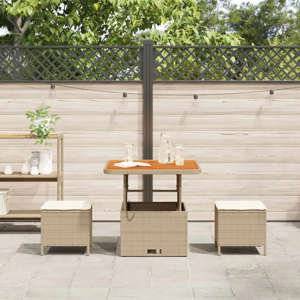 Set da Pranzo per Giardino Beige polyrattan 42007913