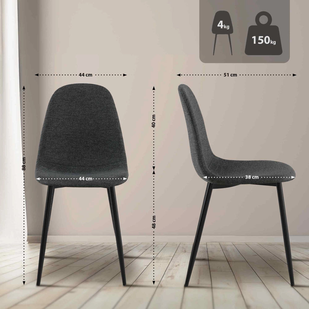 Set di 4 sedie per sala da pranzo in tessuto Napier 4