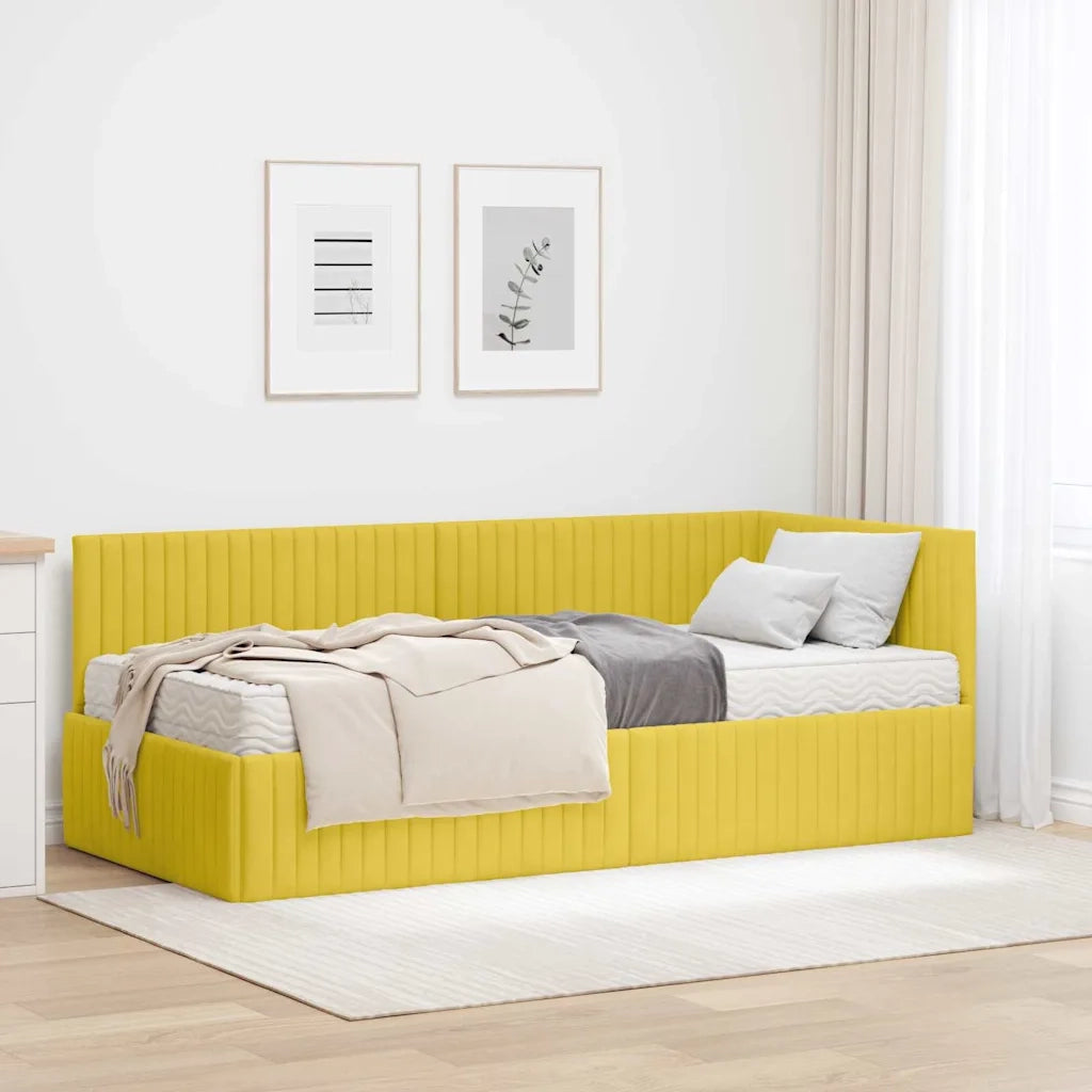 Struttura Letto Angolare con Materasso 2 pz-Giroletto con materasso Giallo Velluto 528899