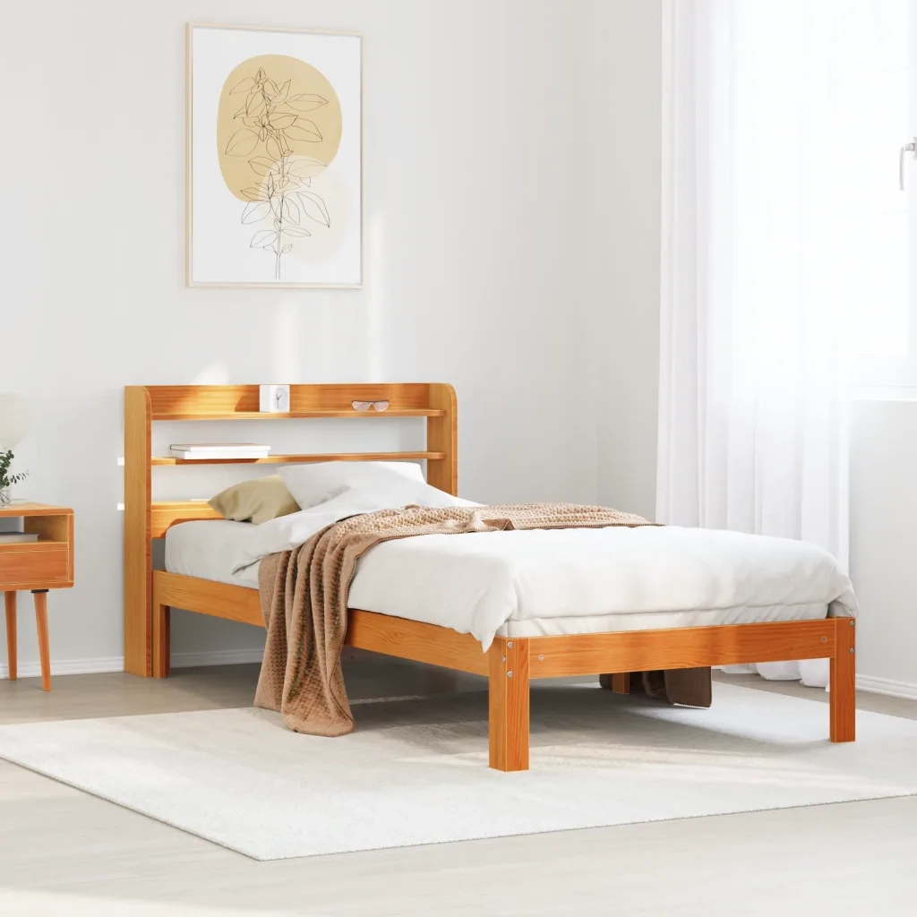 Letto senza Materasso-Struttura Letto Marrone Cera 100x200 cm in Legno di Pino 773684