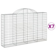 Cestini gabbioni recinzione a gabbia muro di contenimento ad arco 7 pezzi 200 x 30 x 120/140 cm ferro zincato argento 02_0041070