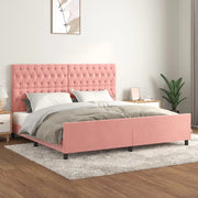 Giroletto con Testiera-Struttura Letto con testiera Rosa 200x200 cm in Velluto 317446
