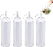 Flessi per condimenti 4 pezzi in plastica flessi per condimenti 200 ml flessi per condimenti in plastica trasparenti flessi per condimenti con tappo per salse calde, maionese, mostarda
