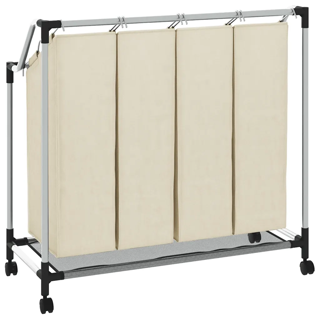 Portabiancheria con 4 Sacchi Crema in Acciaio  cod mxl 51043