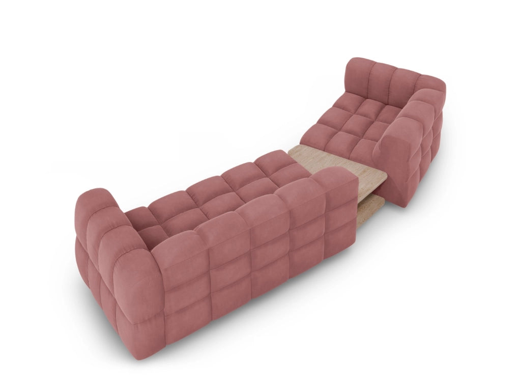 Cosmopolitan Design - Divano modulare sinistro "Sky" 3 posti in velluto salmone 