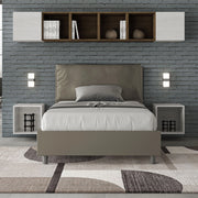 Letto imbottito Piazza e mezzo 120x190 cm Large - Similpelle,Cappuccino,Con rete