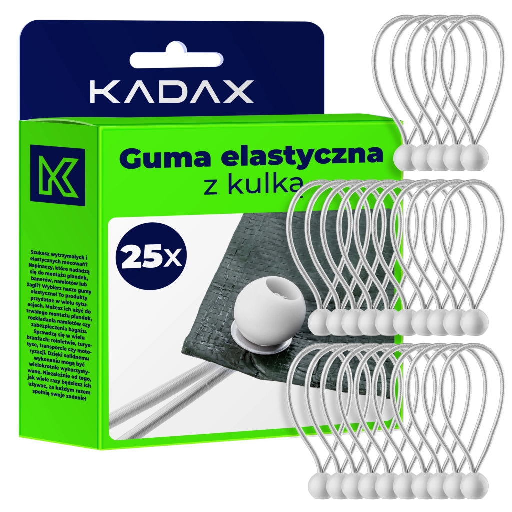 Set di elastici per teloni KADAX con sfera, 15 cm, 25 pezzi.