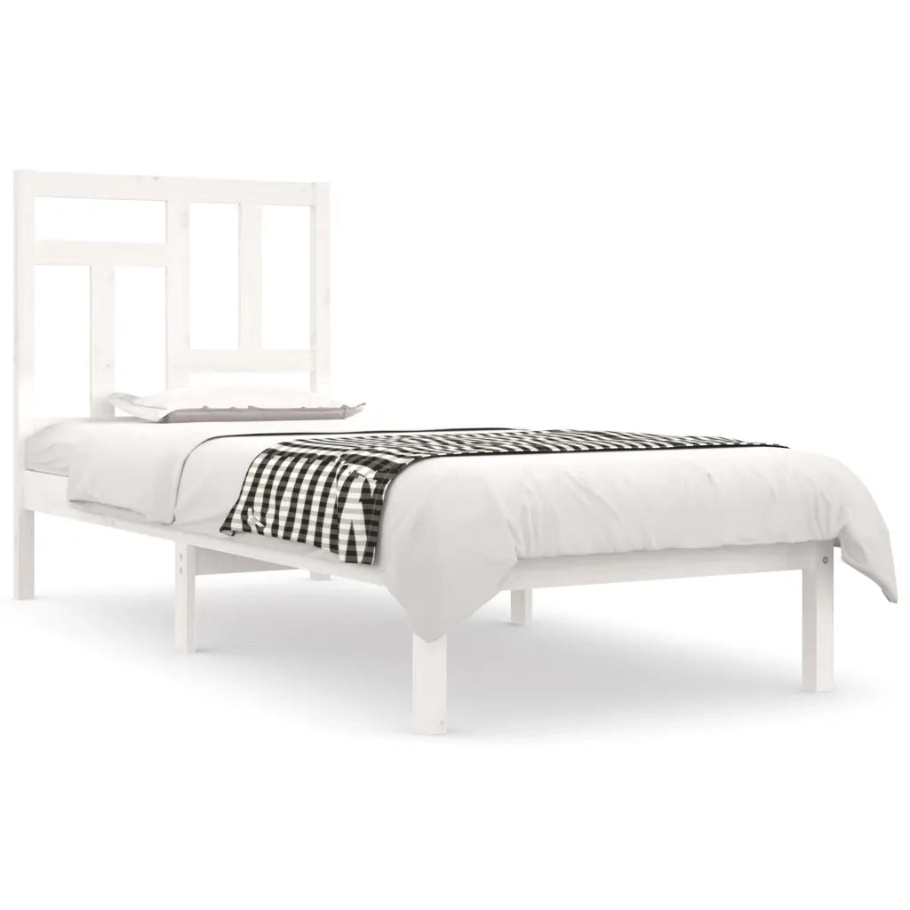 Giroletto senza Materasso-Struttura Letto Bianco 90x200 cm Legno Massello Pino 545296