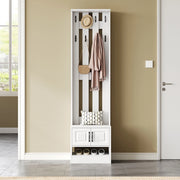 Mobile ingresso portascarpe con seduta e 2 ante; in truciolare bianco; 50 x 36 x 190 cm