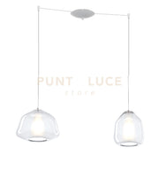 SOSPENSIONE BIANCO 2 LUCI SPOSTABILE VETRI ALPHA + BETA TRASPARENTI 1176BI-S2 S AB-TR