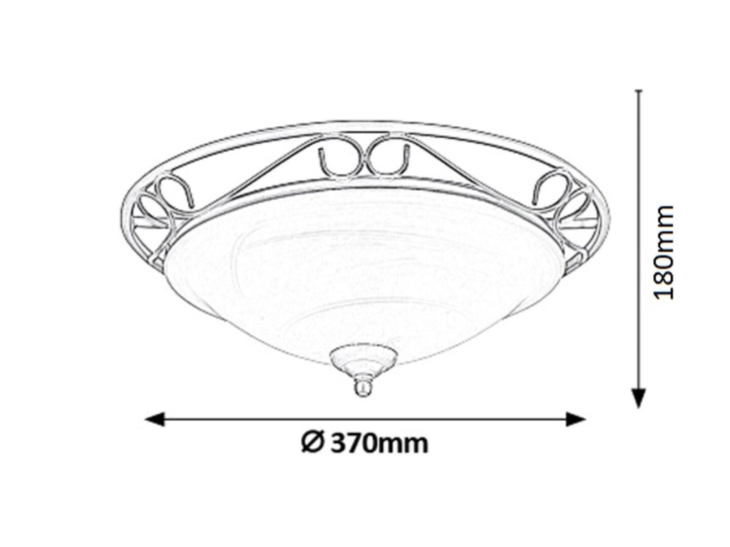 Plafoniera Rabalux Athen 3722 Ø37cm in vetro nera 2xE27