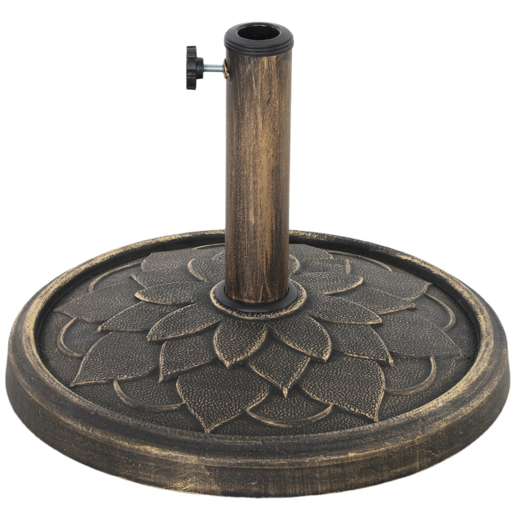 Base per Ombrellone da 12 kg con Manovella Integrata, in Resina, Metallo e Cemento, ?46x34 cm, Bronzo