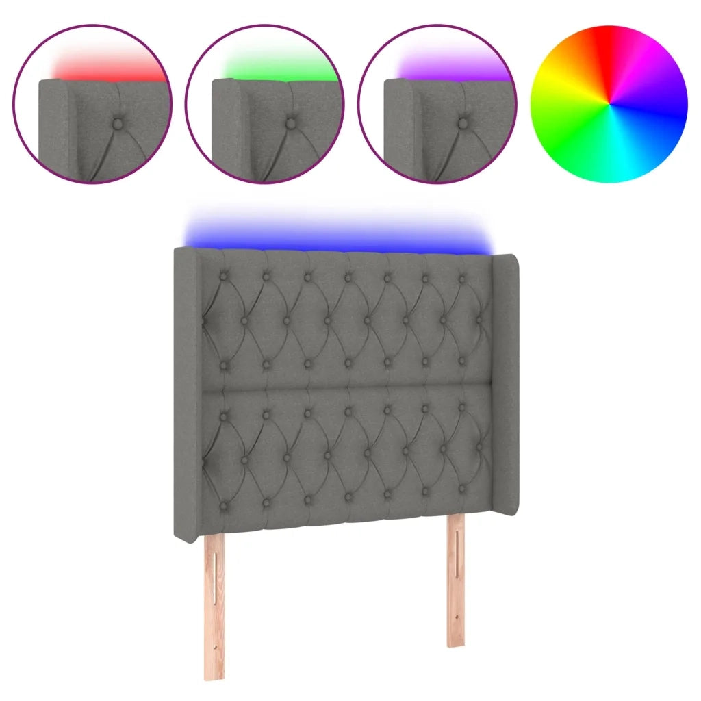 Testiera a LED-Testata con LED Grigio Scuro 93x16x118/128 cm in Tessuto 816644
