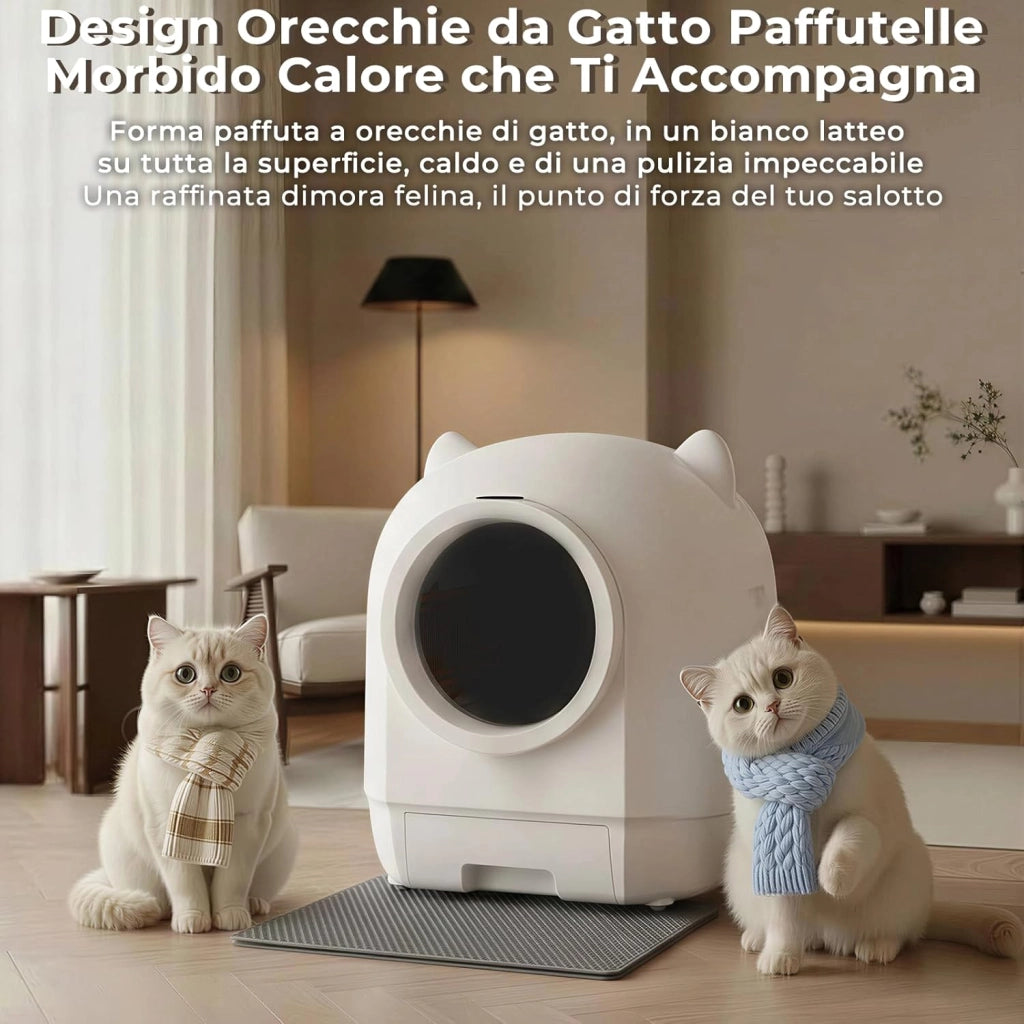 Lettiera Gatto Autopulente, Lettiera Autopulente Per Gatti XXL 90L, Doppio Sistema Anti-Odori E Protezioni Sicurezza Multiple, Controllo A Distanza Via APP, Ideale Per Famiglie Con Più Gatti