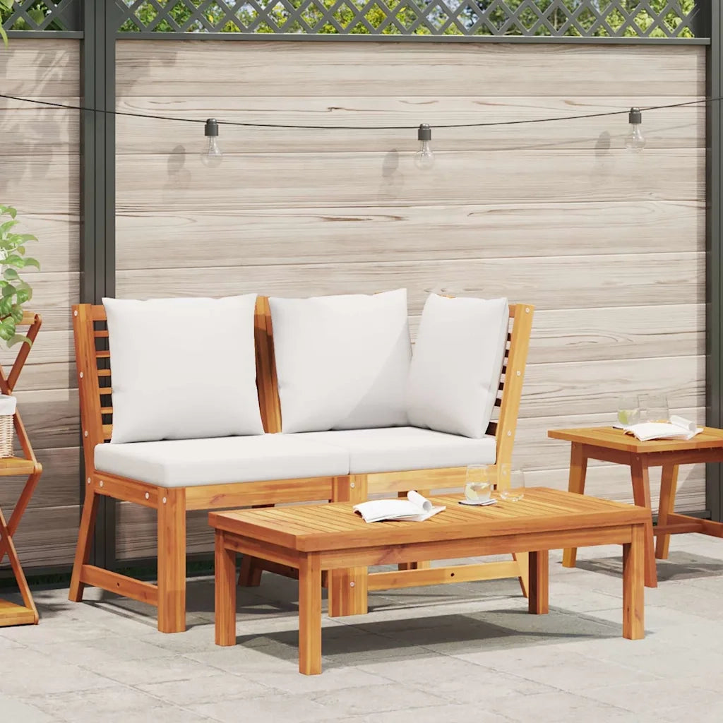 Salotto da Giardino-Set Divani da Giardino 3 pz con Cuscini Crema in Legno Acacia 327783