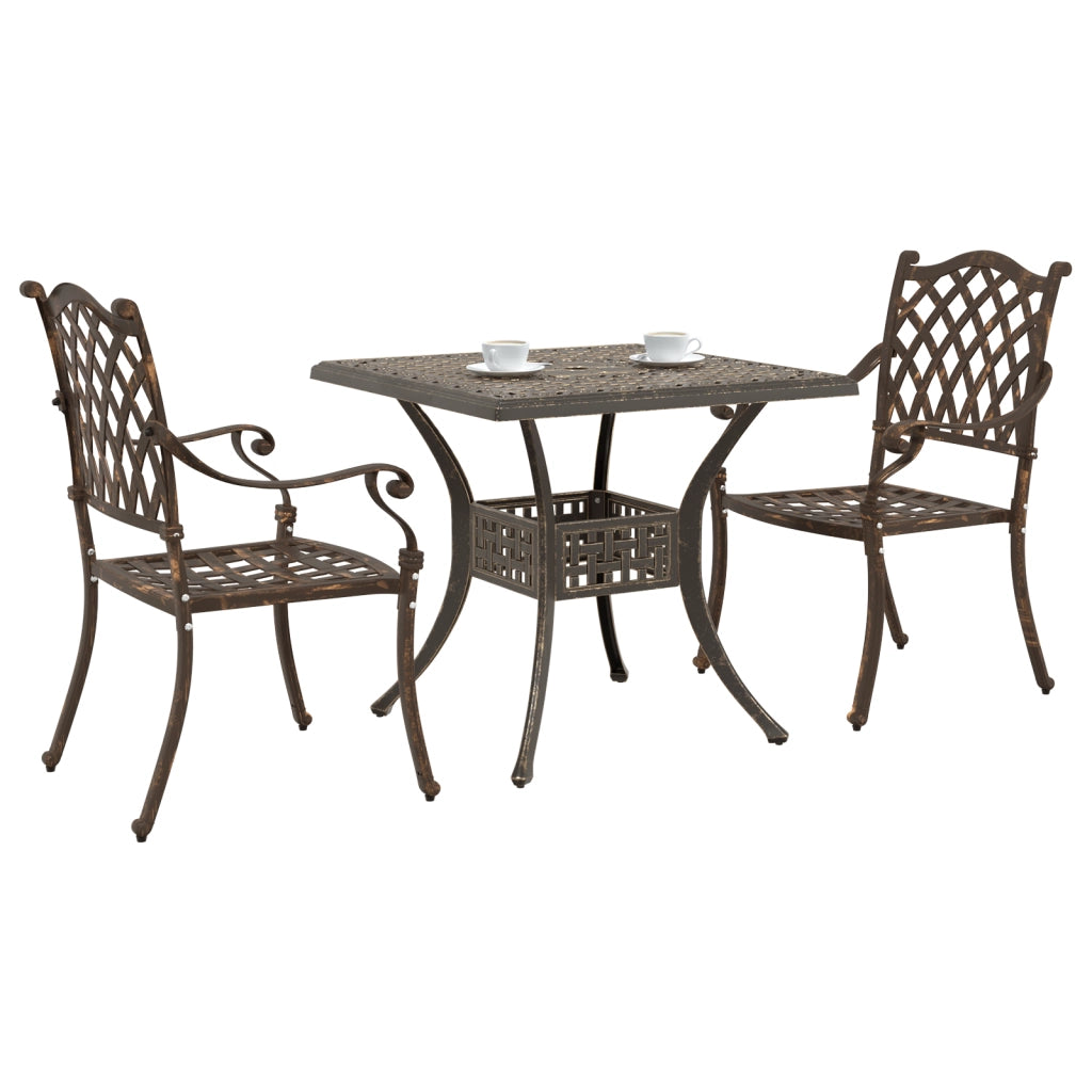 Set Bistro da Giardino a 3 Pezzi in Alluminio Fusione Bronzo