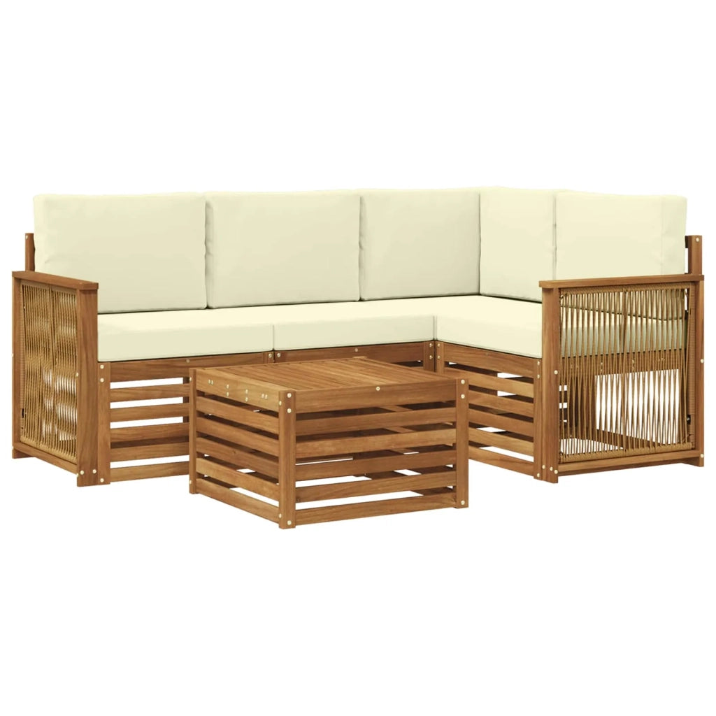 Set di divani da esterno 5 pcs Naturale e Crema 59 x 59 x 37 cm