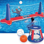 Impianto di Piscina Inflatabile - Rete da Volley e Anelli da Basket - Gioco di Pallanuoto per Bambini e Adulti - Giochi Acquatici Estivi
