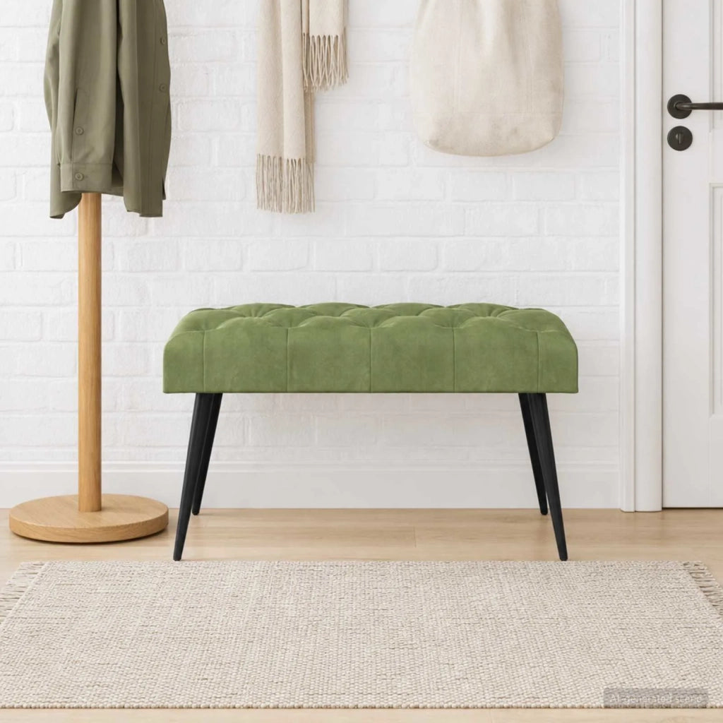 Panchina con bottoni imbottiti Verde chiaro 80 x 40 x 46 cm 42038560