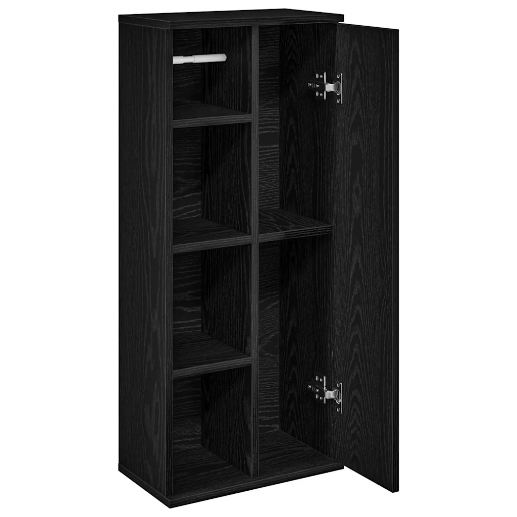 Mobile da Bagno | Armadio da bagno con Portarotolo Nero 39x22x90 cm