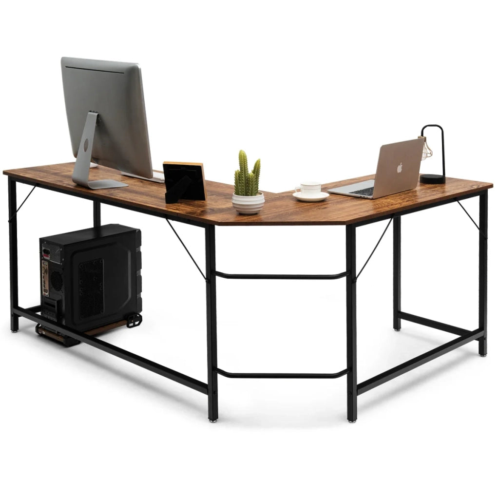Scrivania angolare a L 168 x 125 x 74 cm per 2 persone design moderno in legno marrone 20_0010854