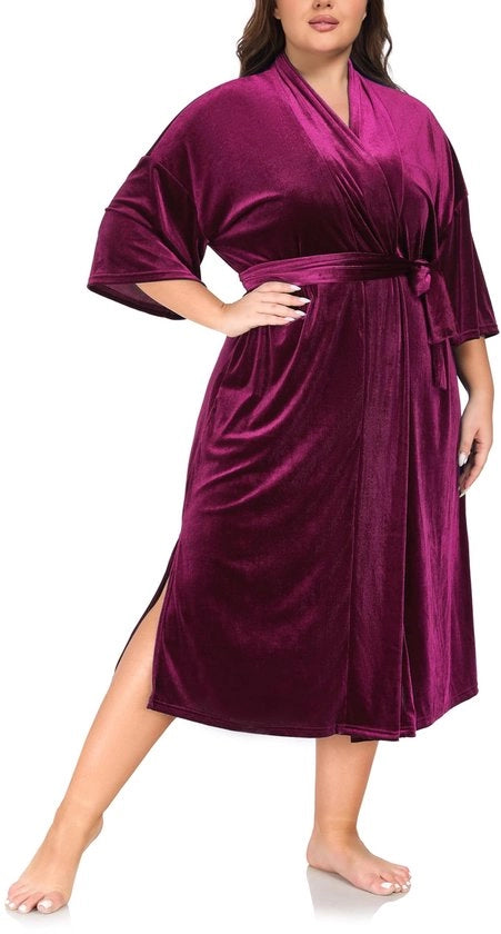 Camicia da bagno per donne plus size in tessuto spesso a finta pelliccia in flanella lunga e leggera, oversized, accogliente e calda.
