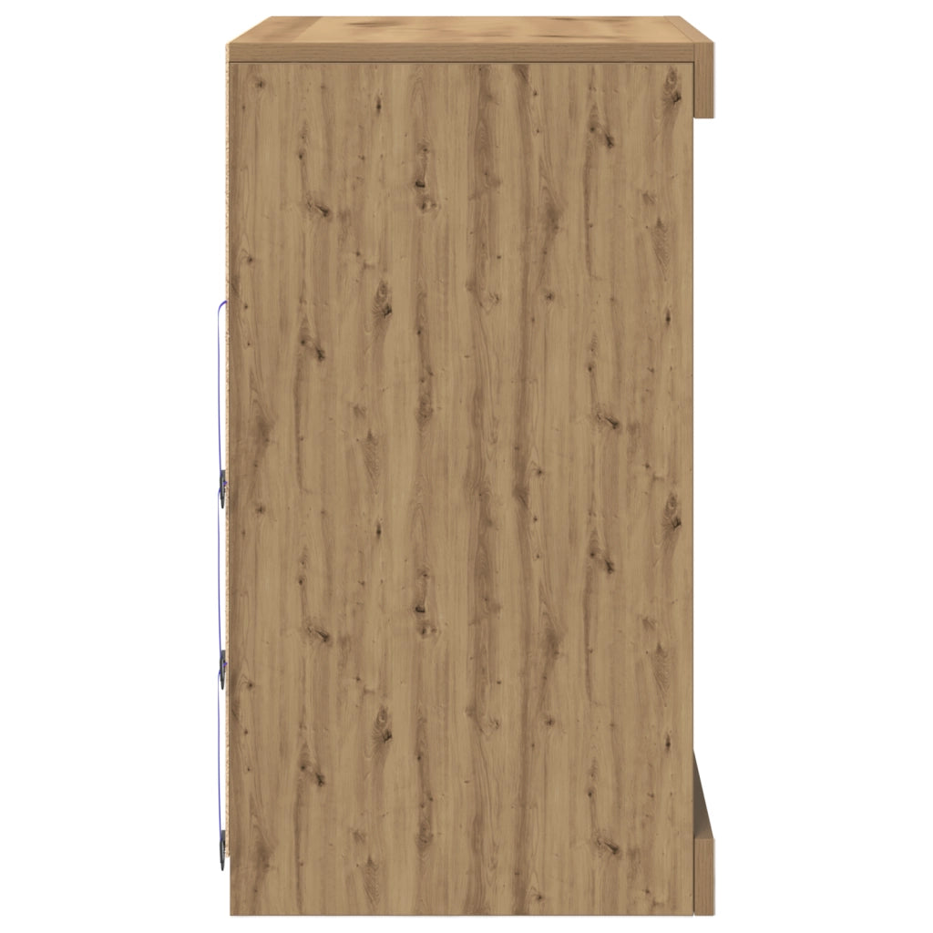 Sideboard  con luci LED Rovere Artigianale 60,5x37x67 cm