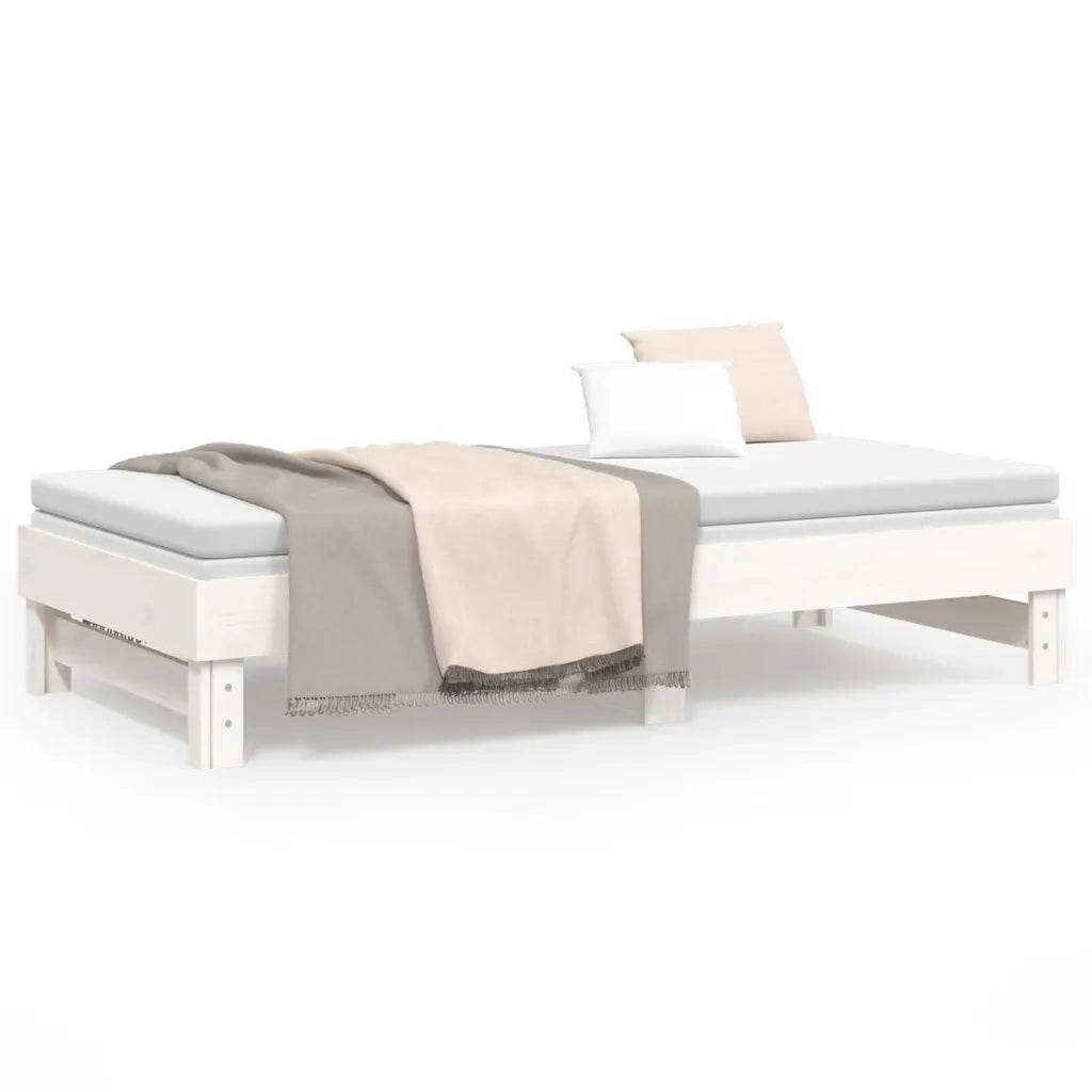 Dormeuse Estraibile Bianca 2x(90x190) cm Legno Massello di Pino