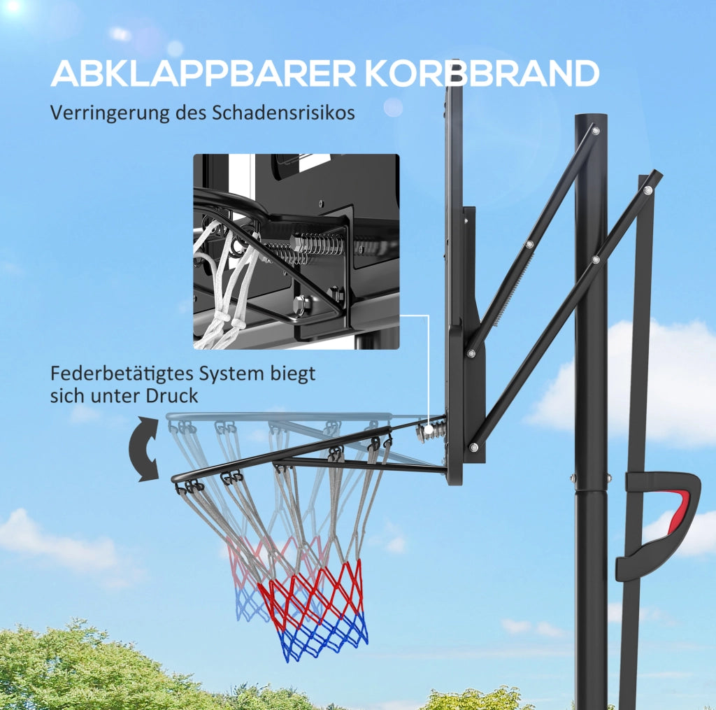 Canestro da basket portatile regolabile con base zavorrabile e ruote