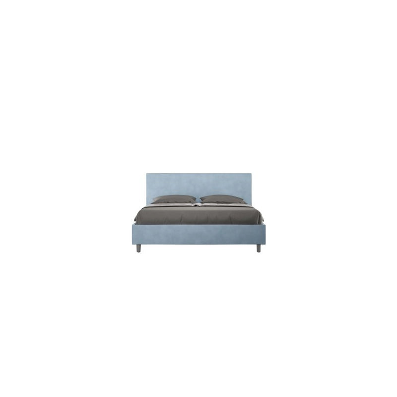 Letto imbottito Matrimoniale 160x210 cm Adele - Contenitore,Microfibra,Azzurro