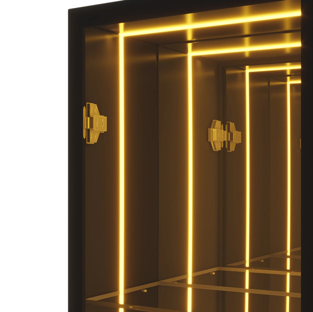 Vetrina 30x30x90 cm con LED e ripiani regolabili in MDF; alluminio e vetro temperato nera