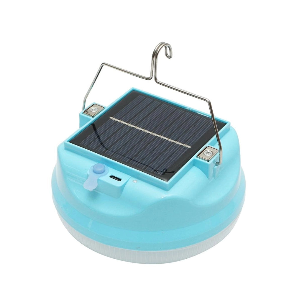 Lampada LED da 300W con pannello solare e batteria da 2400mA, colore blu