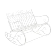 Panca a Dondolo Greenough da Giardino Vintage in Metallo 85 x 113 x 95 cm - Bianco [en.casa]