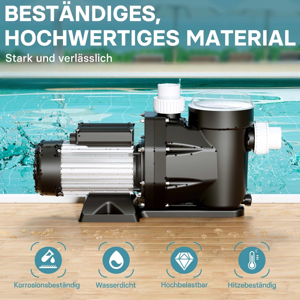 Pompa piscina per ricircolo e filtraggio 33600 l/h 1500 W Pompa di circolazione