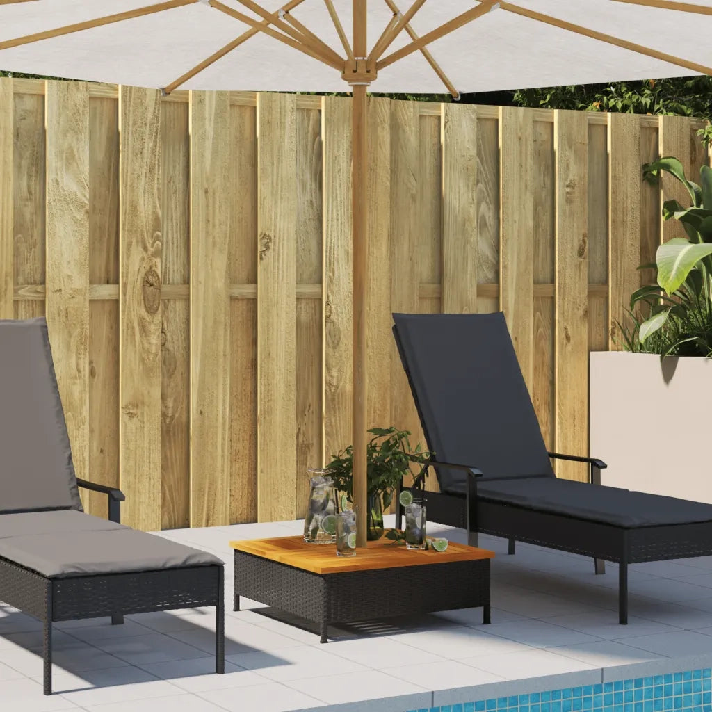 Copertura Base Ombrellone Nera 70x70x25 cm Polyrattan e Acaciacod mxl 86632