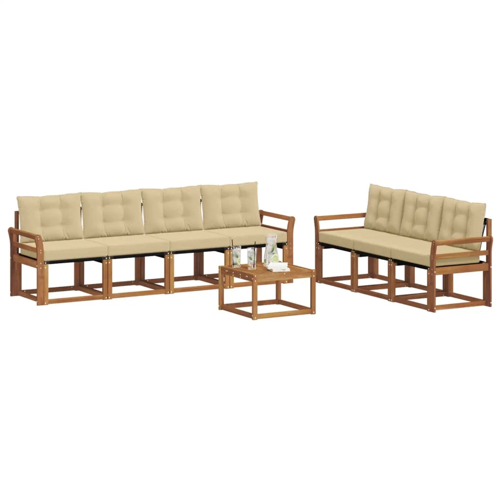 Set di divani da esterno con cuscino 8 pcs Naturale e Beige