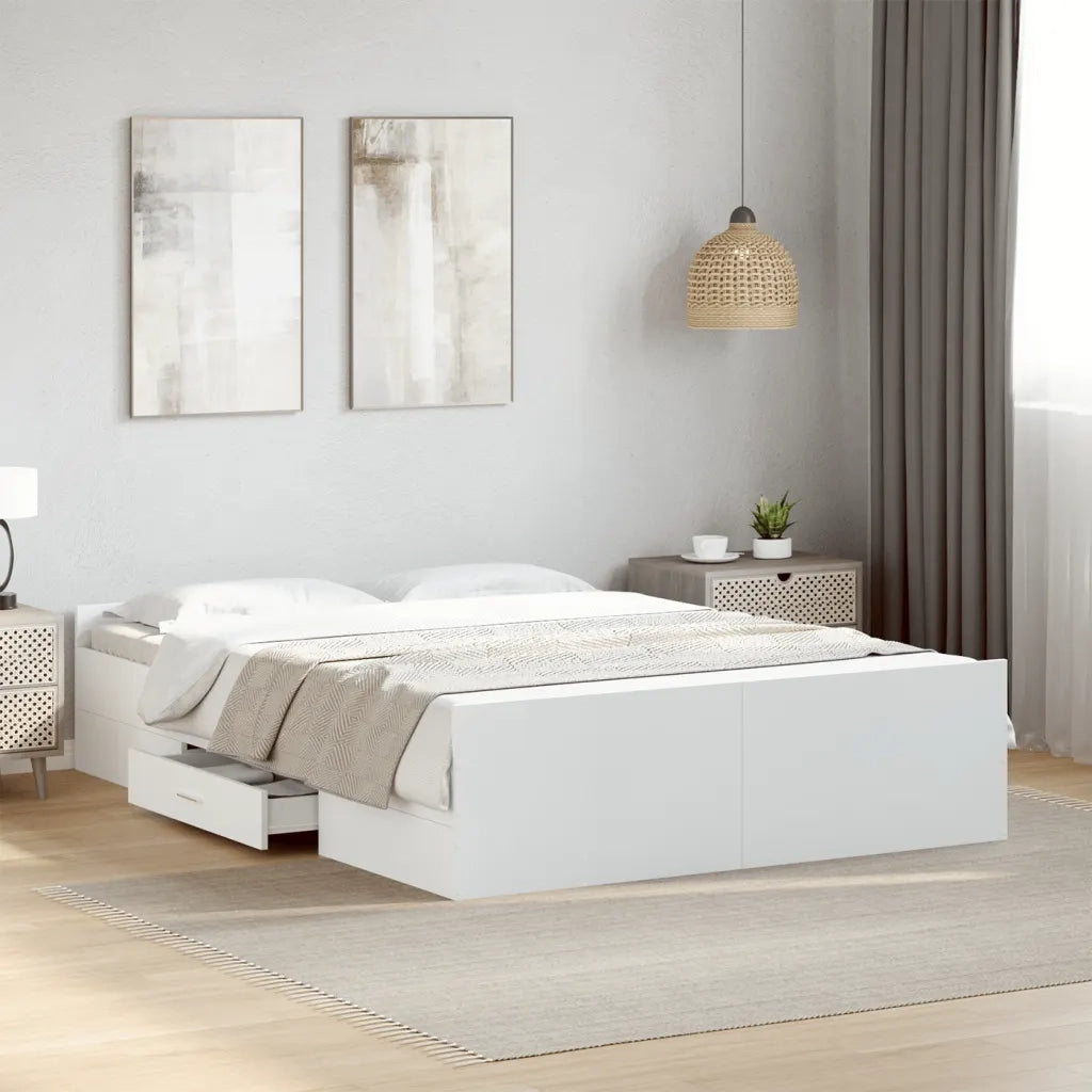 Giroletto con Cassetti Bianco 120x190 cm in Legno Multistrato 3280321