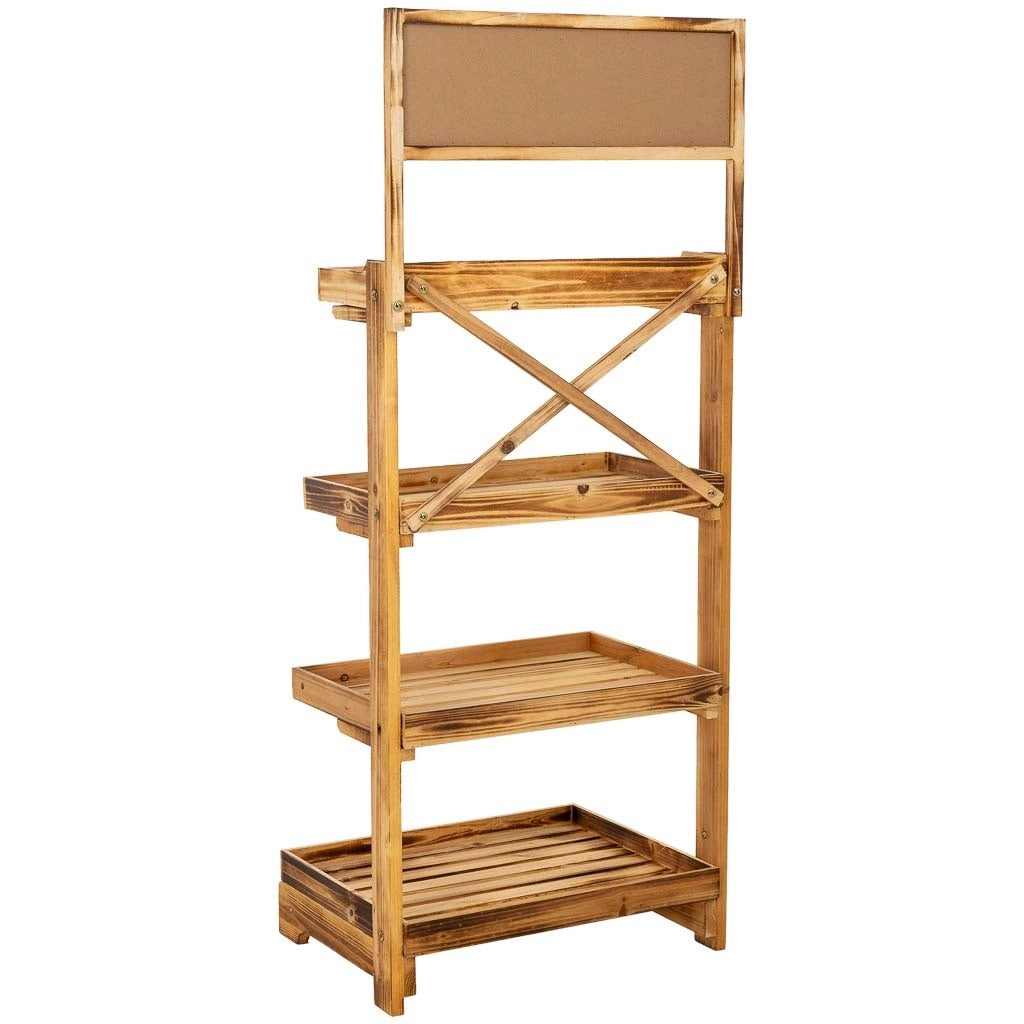 Carrello espositore scaffale legno marrone 53x39x128h cm